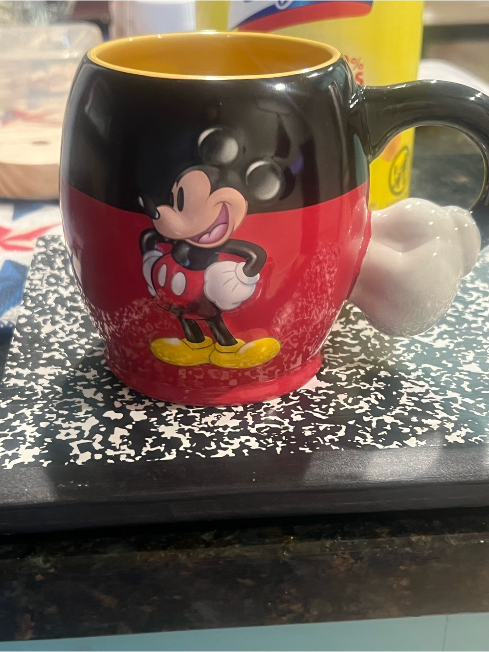 Disney Mickey Mouse Red, Black & Yellow Ceramic Mug with Glove Handle